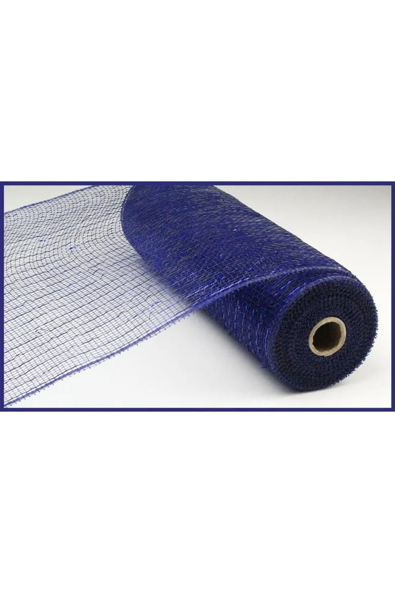 10" Navy Blue Metallic Deco Mesh Ribbon