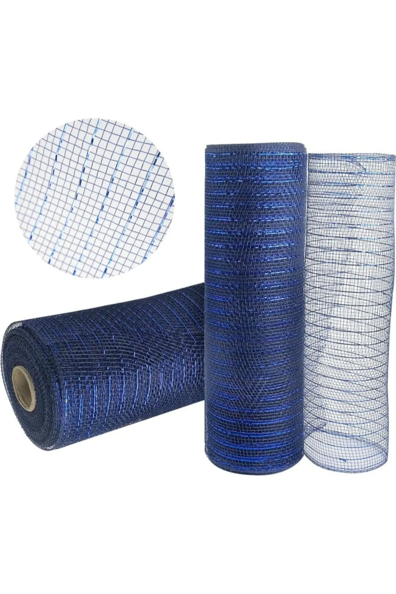 10" Navy Blue Metallic Deco Mesh Ribbon
