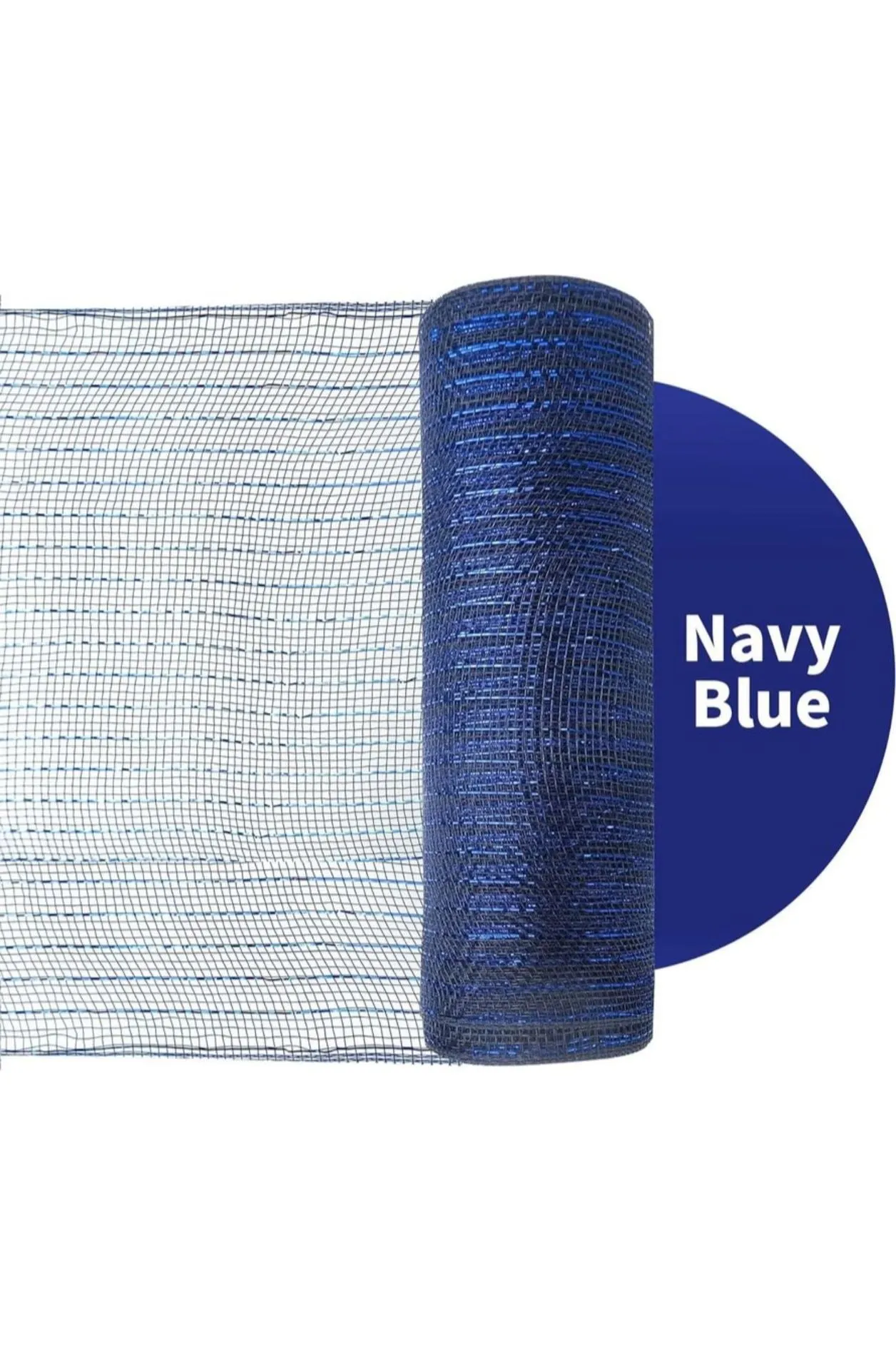 10" Navy Blue Metallic Deco Mesh Ribbon
