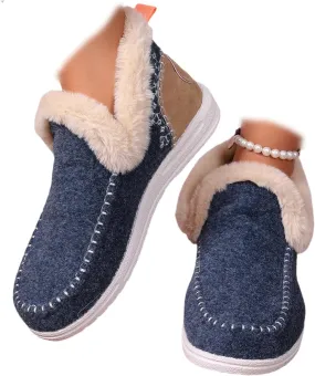 Boots For Women Ankle Booties With Fur Lined Warm Winter Snow Boots Casual Fashion Trendy Comfortable Loafers Shoes