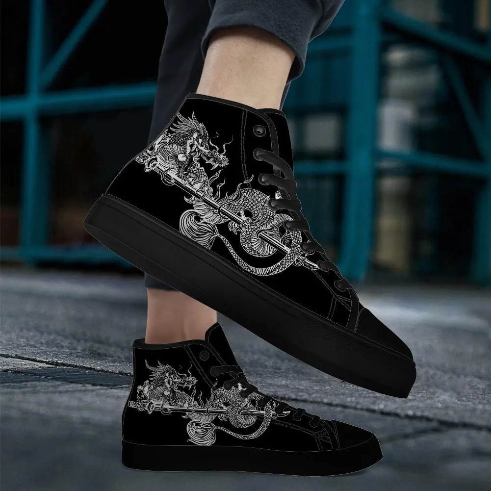 Dragon High Top Canvas Shoes Mens Womens Chinese Dragon High Top Sneakers Lace Up Casual Shoes Gifts for Men Women