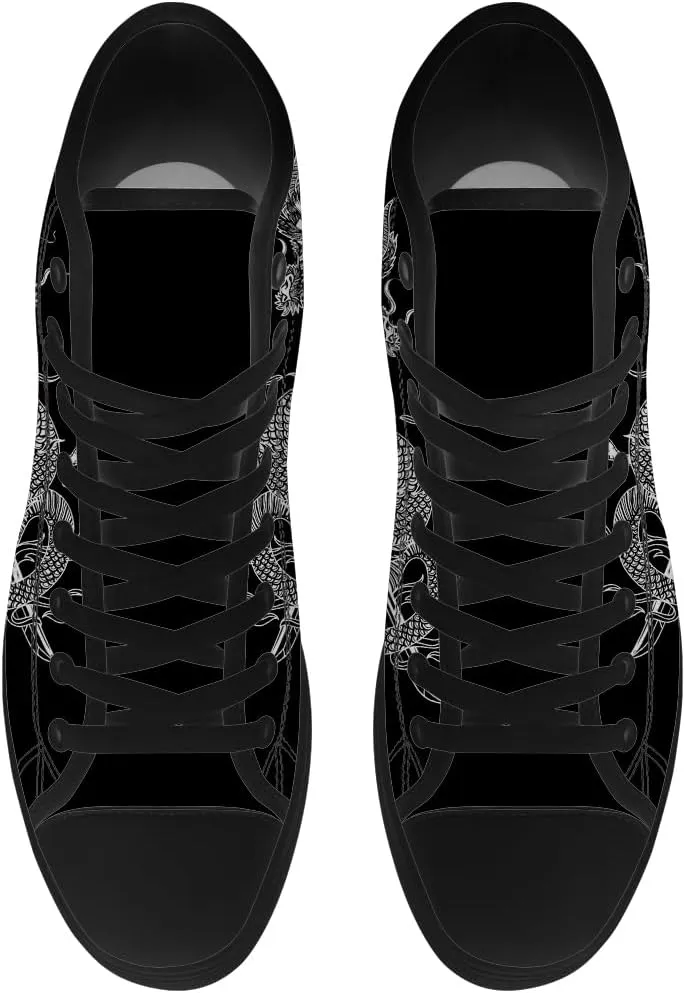 Dragon High Top Canvas Shoes Mens Womens Chinese Dragon High Top Sneakers Lace Up Casual Shoes Gifts for Men Women