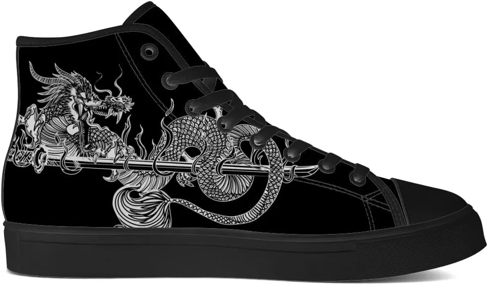 Dragon High Top Canvas Shoes Mens Womens Chinese Dragon High Top Sneakers Lace Up Casual Shoes Gifts for Men Women