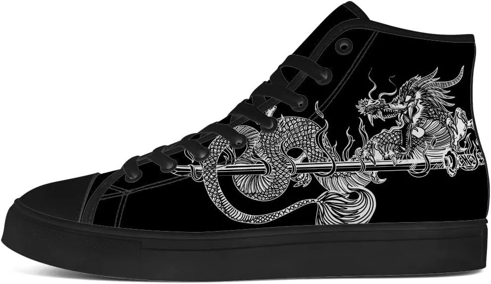 Dragon High Top Canvas Shoes Mens Womens Chinese Dragon High Top Sneakers Lace Up Casual Shoes Gifts for Men Women