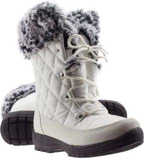 Faux Fur Womens Winter Snow Boots for Women - Dual Style Fur Collor Waterproof Snow Boots for Women with Memory Foam Insoles - Snow Boots with Heat Retain Technology