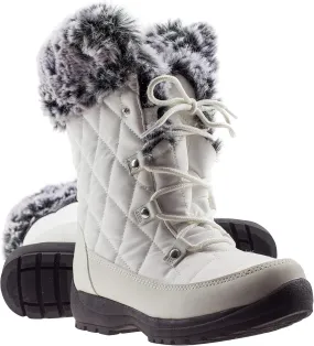 Faux Fur Womens Winter Snow Boots for Women - Dual Style Fur Collor Waterproof Snow Boots for Women with Memory Foam Insoles - Snow Boots with Heat Retain Technology