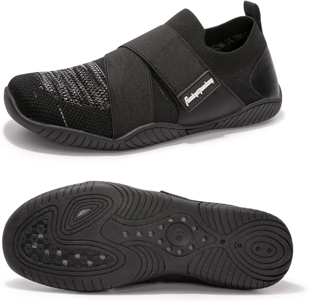 FUNKYMONKEY Men's Water Sports Shoes Knit Quick Drying Upper Slip-on Aqua Shoes Suitable for Casual, Walking, Fitness, Wading and Other Occasions