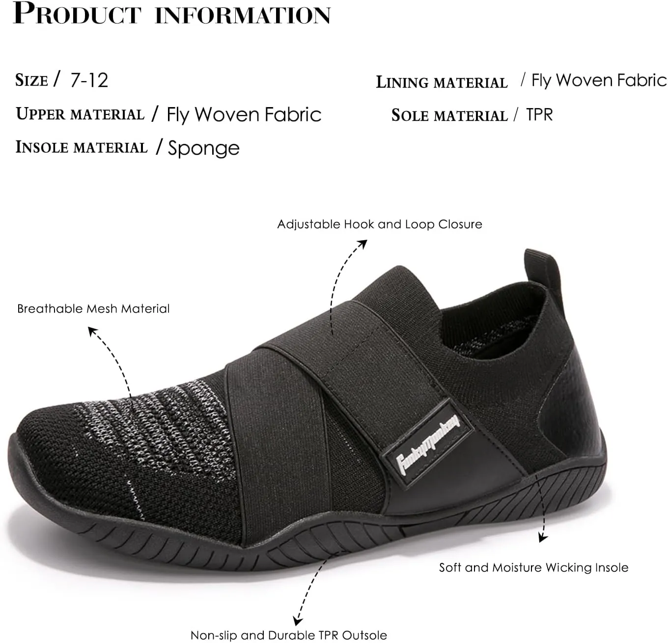 FUNKYMONKEY Men's Water Sports Shoes Knit Quick Drying Upper Slip-on Aqua Shoes Suitable for Casual, Walking, Fitness, Wading and Other Occasions