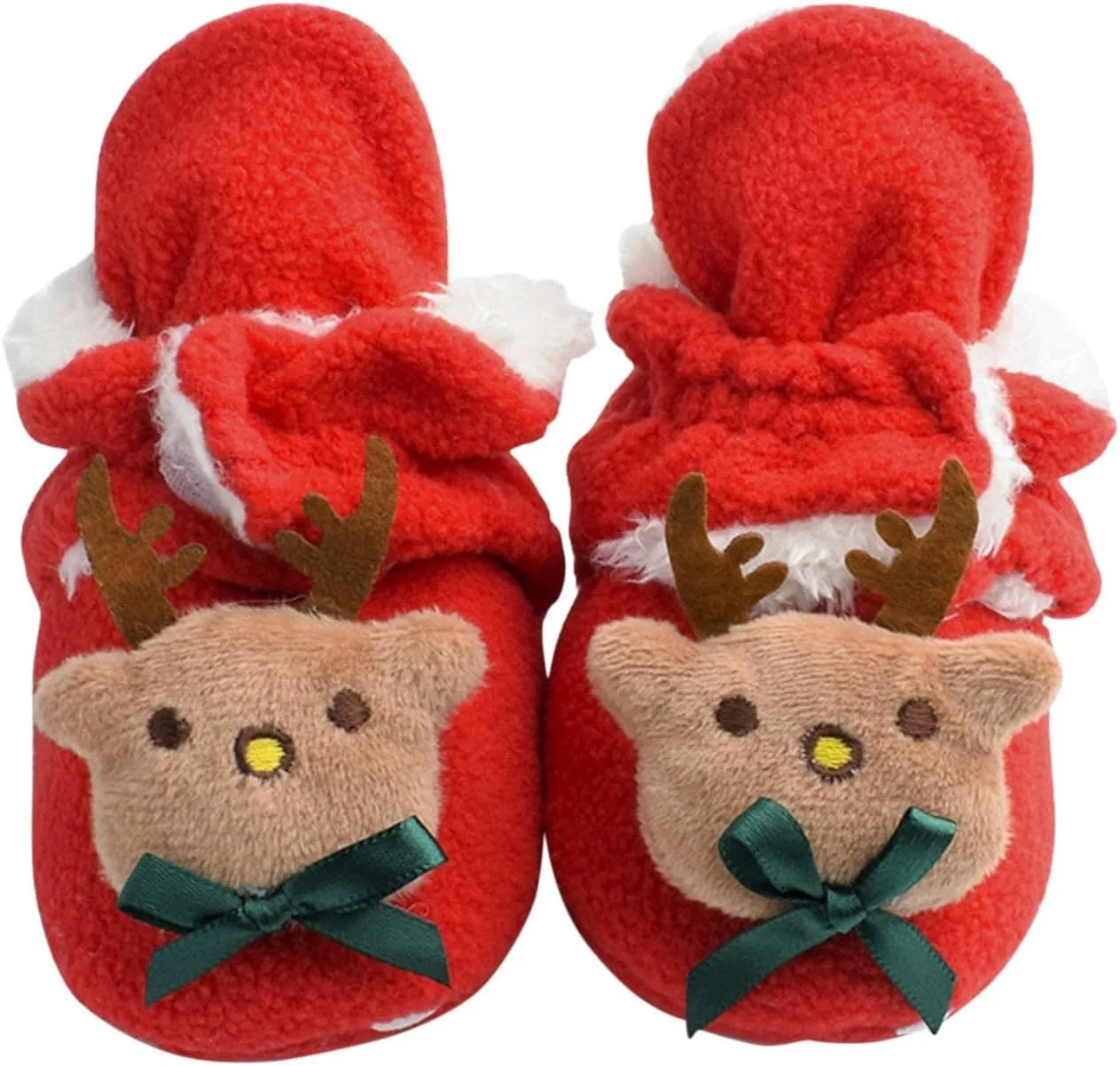 Infant Christmas Booties Soft Baby Santa Winter Warm Slippers Snow Boots Shoes Kids Shoes Fur Lined Warm Slip On Boots