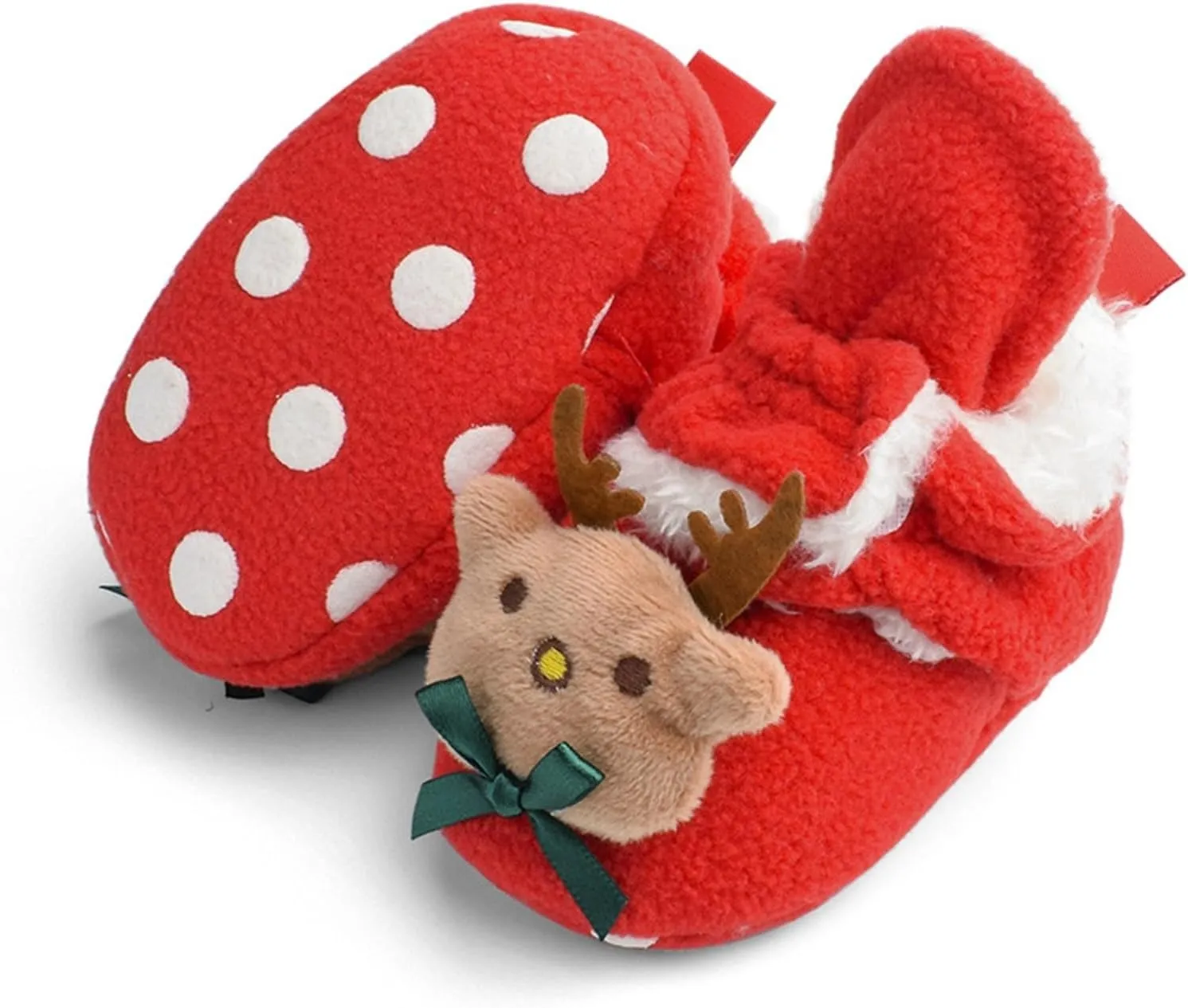 Infant Christmas Booties Soft Baby Santa Winter Warm Slippers Snow Boots Shoes Kids Shoes Fur Lined Warm Slip On Boots