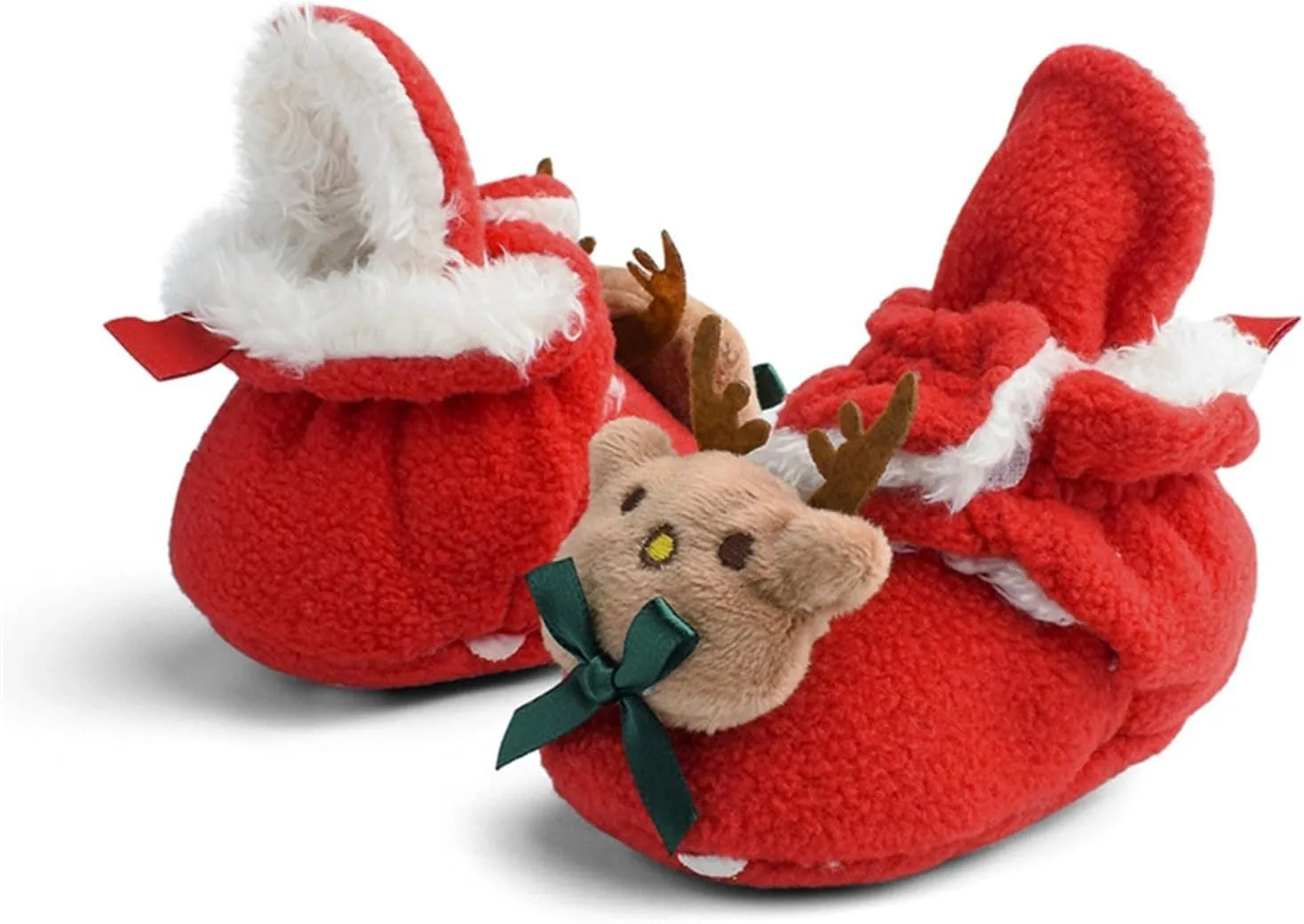 Infant Christmas Booties Soft Baby Santa Winter Warm Slippers Snow Boots Shoes Kids Shoes Fur Lined Warm Slip On Boots