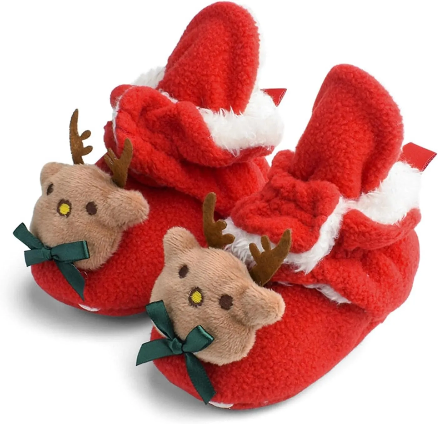 Infant Christmas Booties Soft Baby Santa Winter Warm Slippers Snow Boots Shoes Kids Shoes Fur Lined Warm Slip On Boots