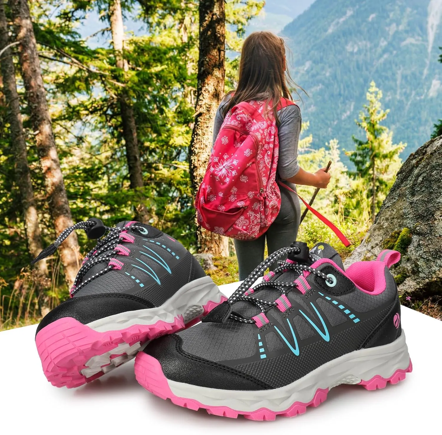 Kids Boys Running Shoes Waterproof Non-Slip Breathable Low-Top Outdoor Hiking Walking Sneakers (Little/Big Kids)