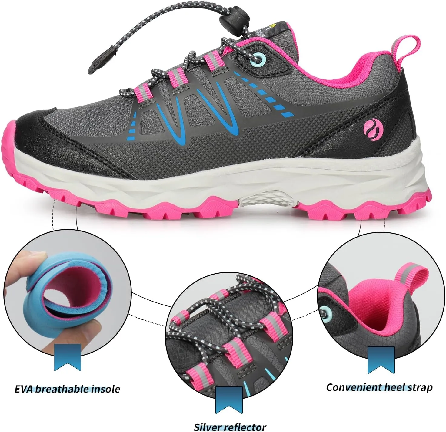 Kids Boys Running Shoes Waterproof Non-Slip Breathable Low-Top Outdoor Hiking Walking Sneakers (Little/Big Kids)
