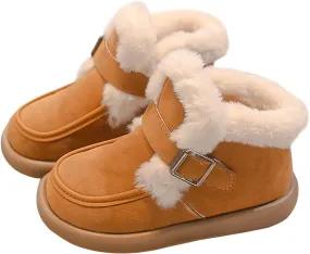 Kids Furry Warm Winter Ankle Boots Boys Girls Cozy Fleece Plush Soft Fuzzy Fr Collar Snow-Proof Platform Shoes