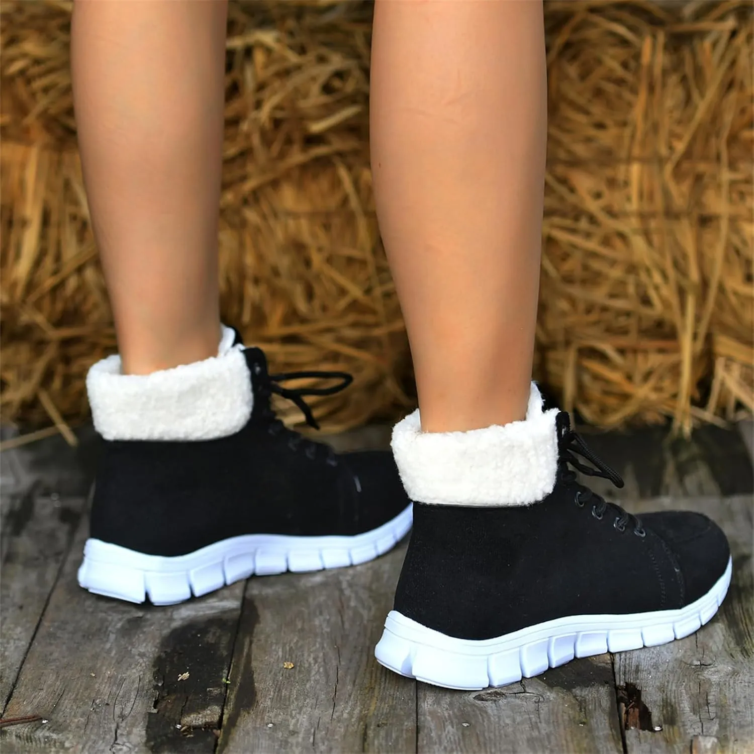 Ladmiple Snow Boots For Women 2023 Trendy Winter Warm Ankle Booties Fur Lined Anti-Slip Outdoor Slip On Comfortable Warm Shoe