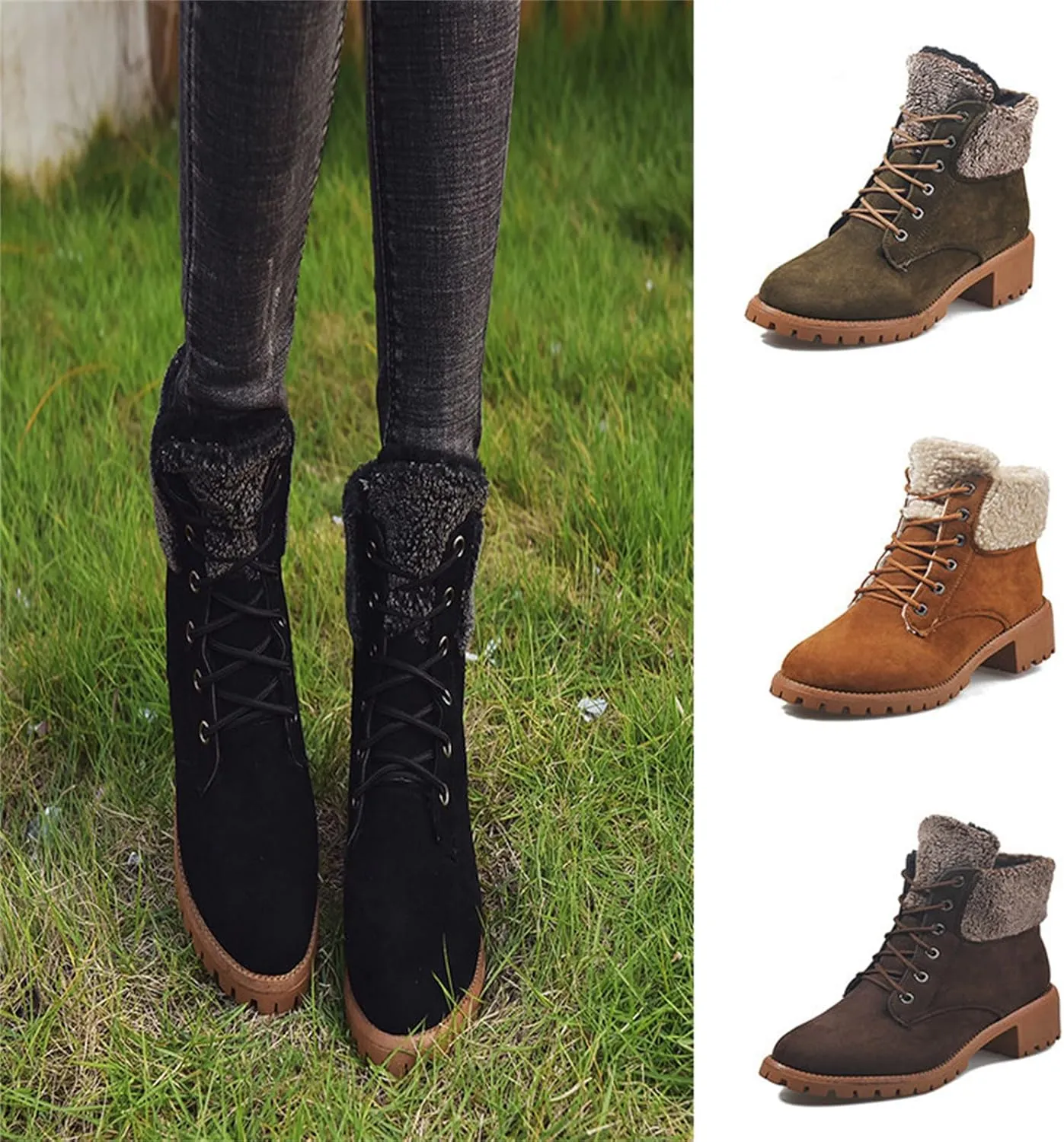 Ladmiple Winter Boots For Women 2024 Snow Shoes with Fur Lined Warm Slip On Ankle Booties Comfortable Outdoor Walking Shoes