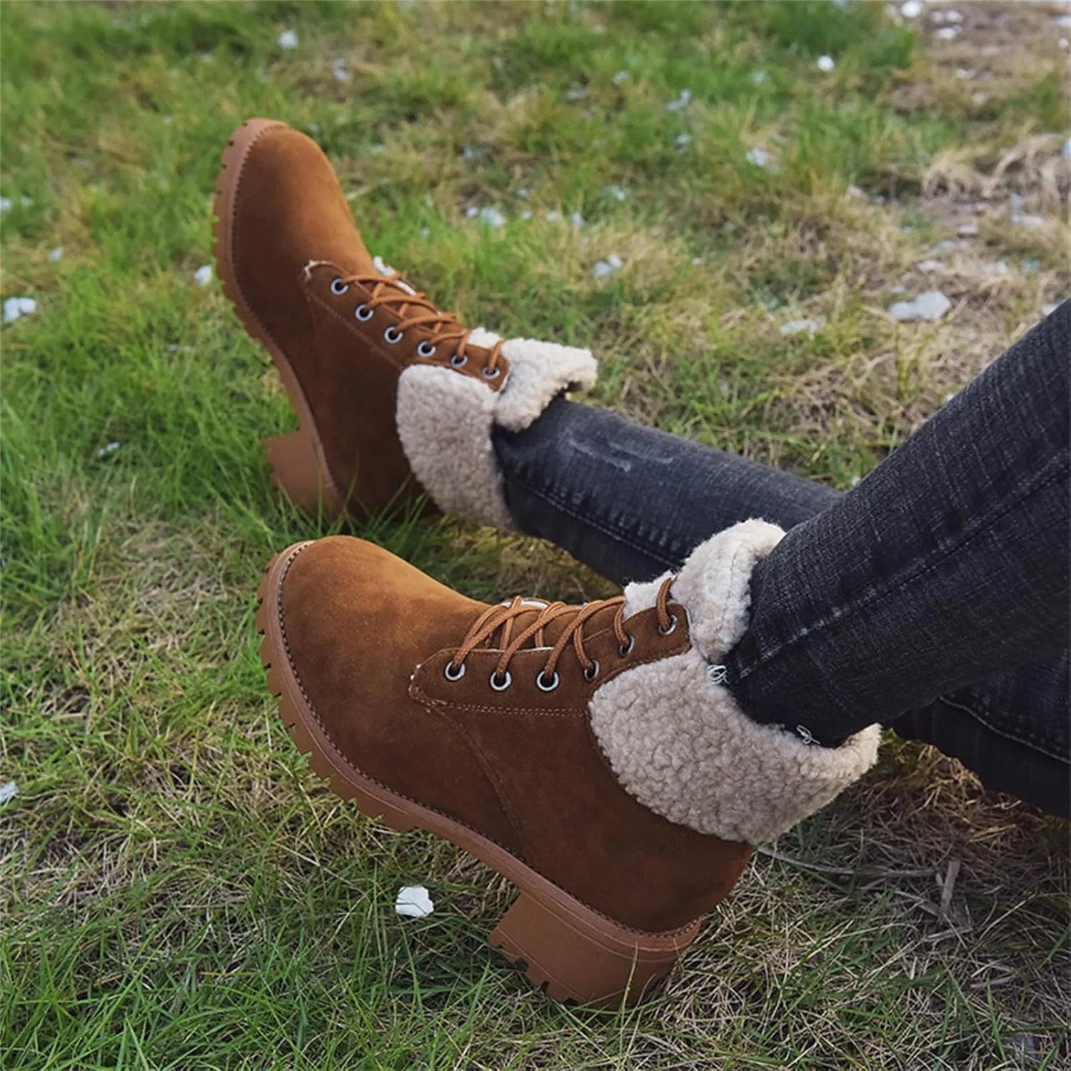 Ladmiple Winter Boots For Women 2024 Snow Shoes with Fur Lined Warm Slip On Ankle Booties Comfortable Outdoor Walking Shoes