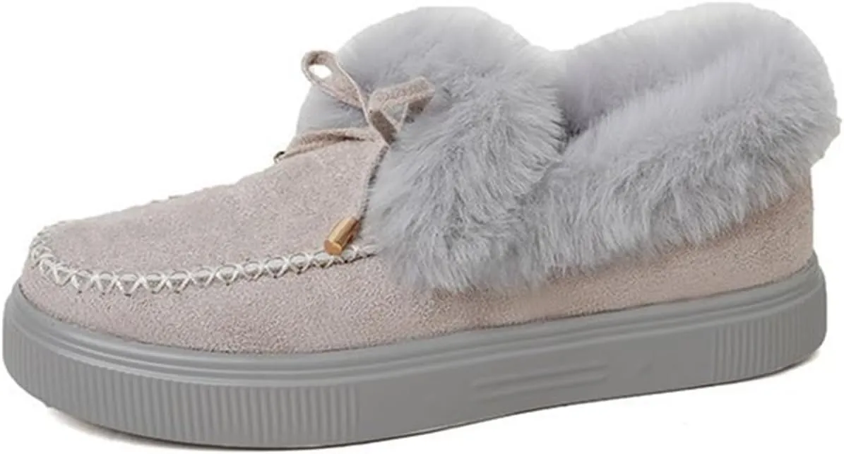 Ladmiple Winter Boots For Women 2024 Snow Warm Booties Fur Lined Outdoor Slip On Ankle Booties Comfortable Warm Shoes