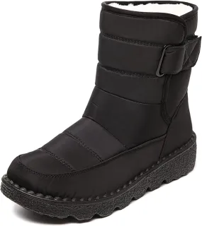 Ladmiple Winter Boots For Women Waterproof Snow Wide Width Warm Fur Lined Anti-Slip Ankle Booties Outdoor Walking Shoes