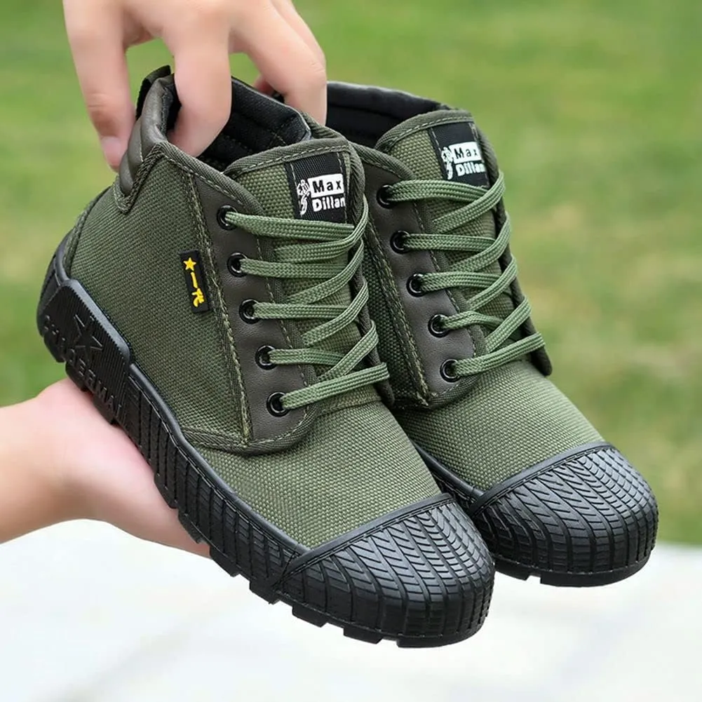 Men's High Top Breathable Puncture Proof Slip Resistant Outdoor Work Shoes Hiking Canvas Sneakers