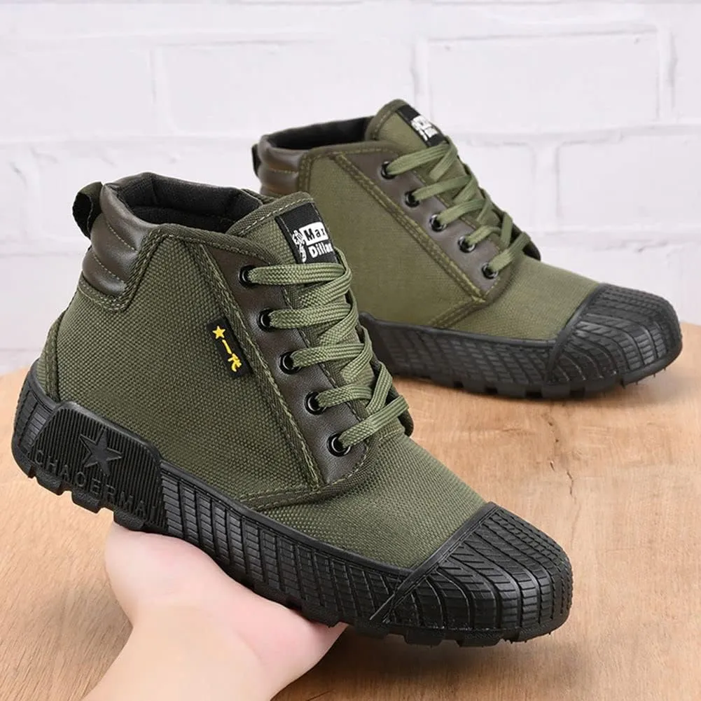 Men's High Top Breathable Puncture Proof Slip Resistant Outdoor Work Shoes Hiking Canvas Sneakers