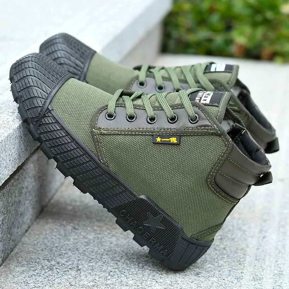 Men's High Top Breathable Puncture Proof Slip Resistant Outdoor Work Shoes Hiking Canvas Sneakers
