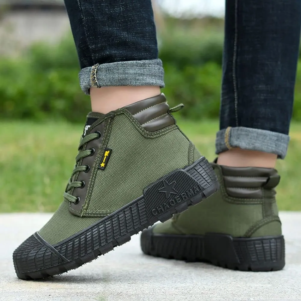 Men's High Top Breathable Puncture Proof Slip Resistant Outdoor Work Shoes Hiking Canvas Sneakers