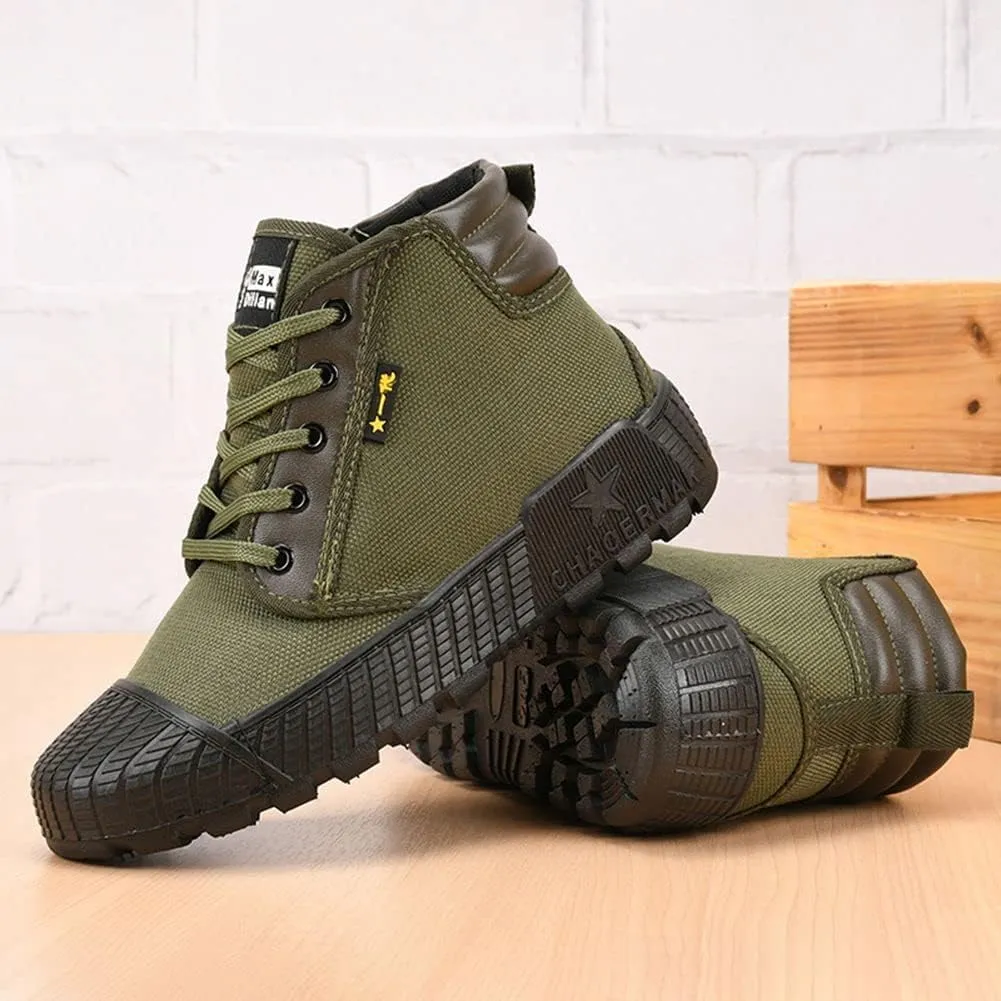 Men's High Top Breathable Puncture Proof Slip Resistant Outdoor Work Shoes Hiking Canvas Sneakers
