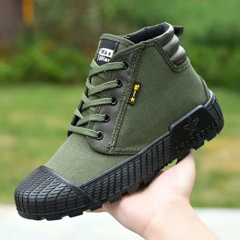 Men's High Top Breathable Puncture Proof Slip Resistant Outdoor Work Shoes Hiking Canvas Sneakers