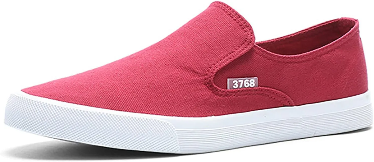 Mens Slip On Sneakers Comfortable Canvas Sneaker for Work, Running，Walking，Business Lightweight Breathable Non-Slip Walking Shoes