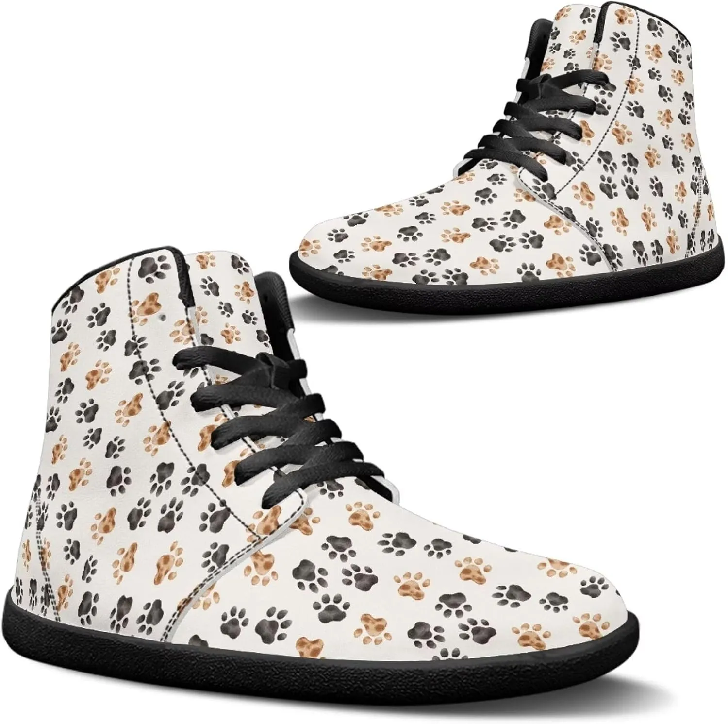 Mens Wide High-Top Barefoot Sneaker Minimalist Zero Drop Sole Walking Shoes Casual Footwear PU Leather Mens Shoes