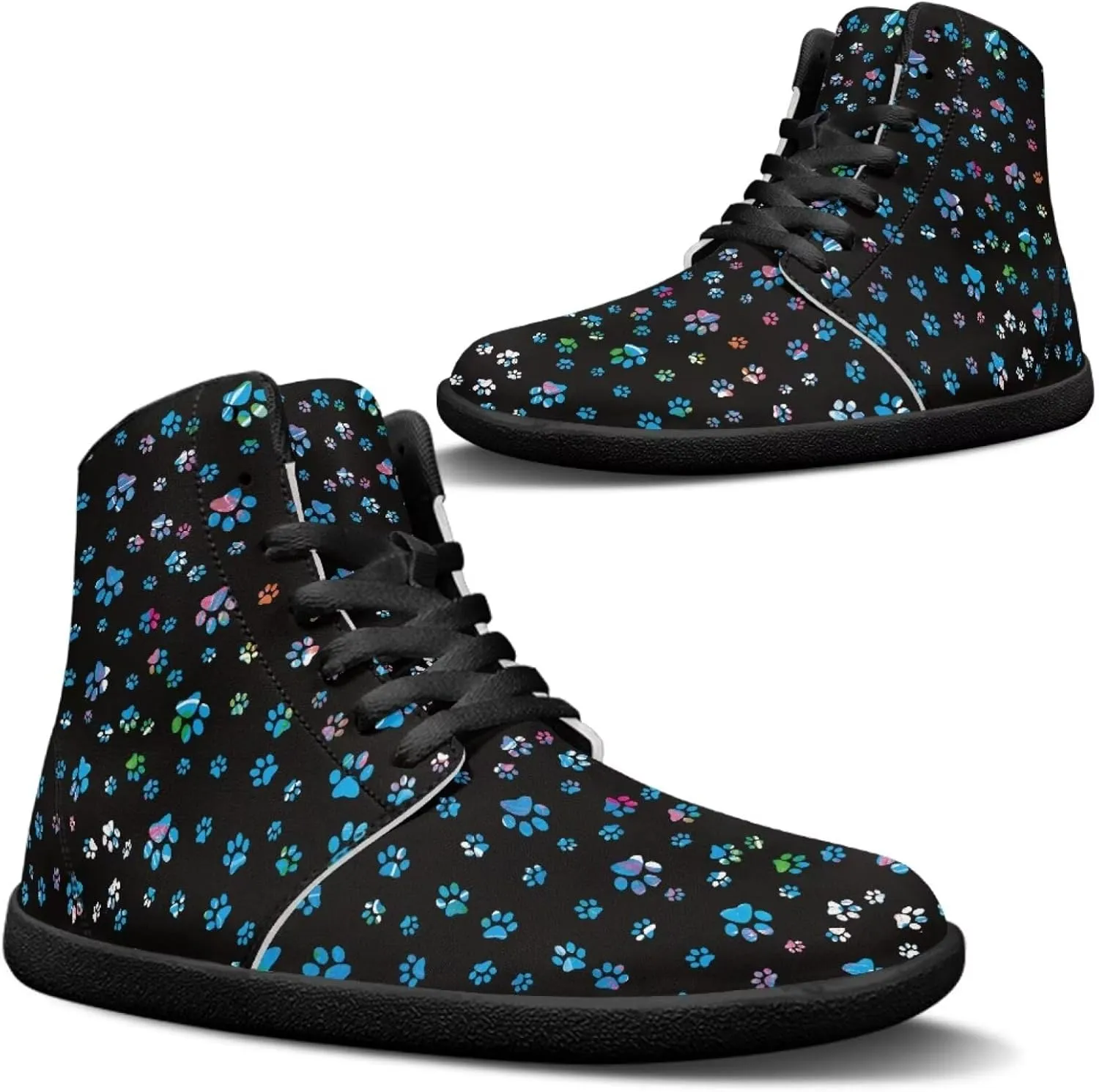 Mens Wide High-Top Barefoot Sneaker Minimalist Zero Drop Sole Walking Shoes Casual Footwear PU Leather Mens Shoes