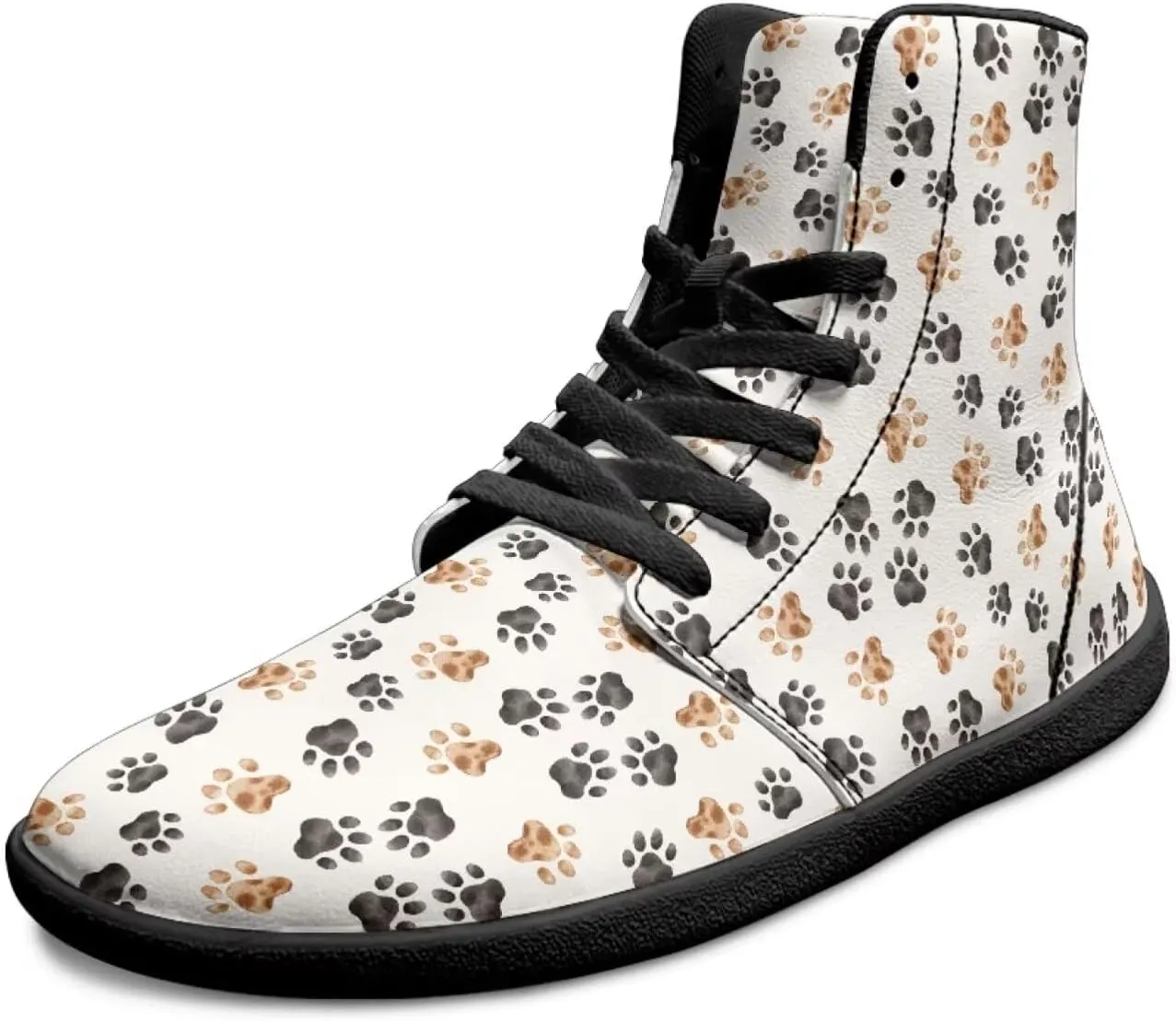 Mens Wide High-Top Barefoot Sneaker Minimalist Zero Drop Sole Walking Shoes Casual Footwear PU Leather Mens Shoes