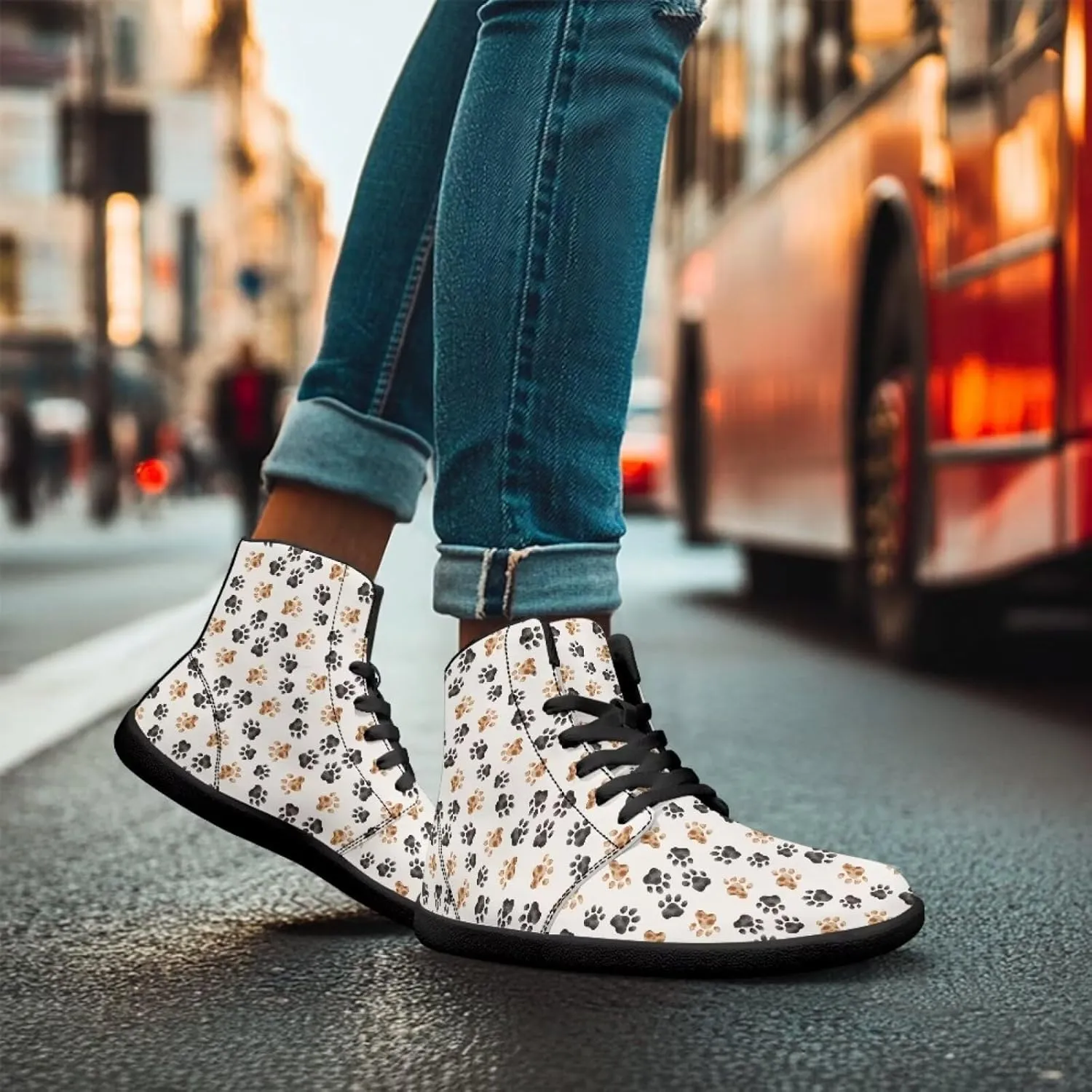 Mens Wide High-Top Barefoot Sneaker Minimalist Zero Drop Sole Walking Shoes Casual Footwear PU Leather Mens Shoes