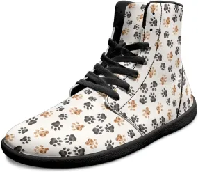 Mens Wide High-Top Barefoot Sneaker Minimalist Zero Drop Sole Walking Shoes Casual Footwear PU Leather Mens Shoes