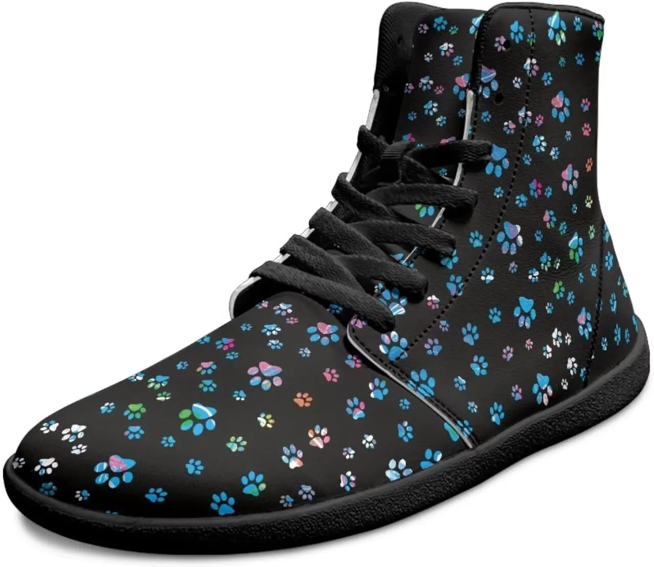 Mens Wide High-Top Barefoot Sneaker Minimalist Zero Drop Sole Walking Shoes Casual Footwear PU Leather Mens Shoes