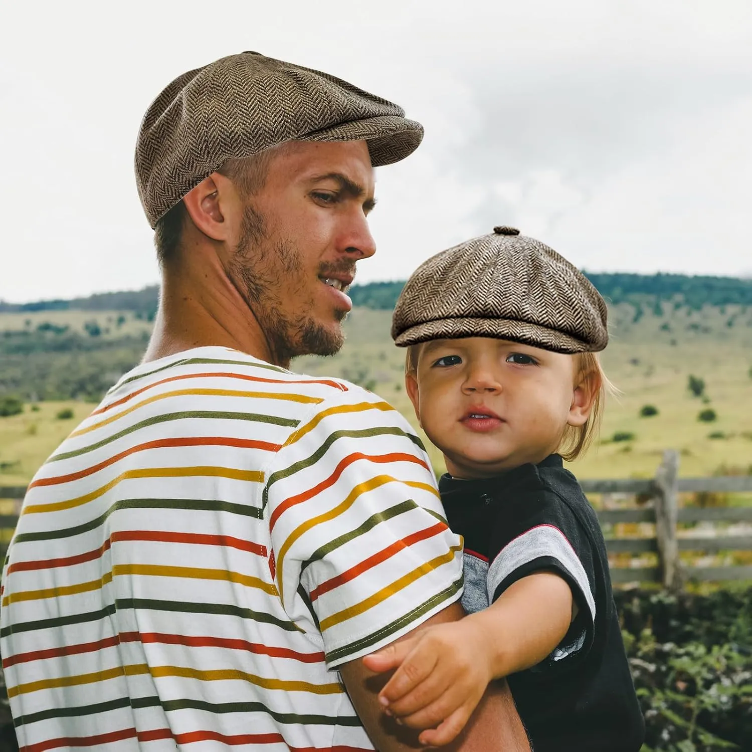 Parent-Child Beret Cap Tweed Flat Cap Octagonal Newsboy Gatsby Peaked Cap, Unisex