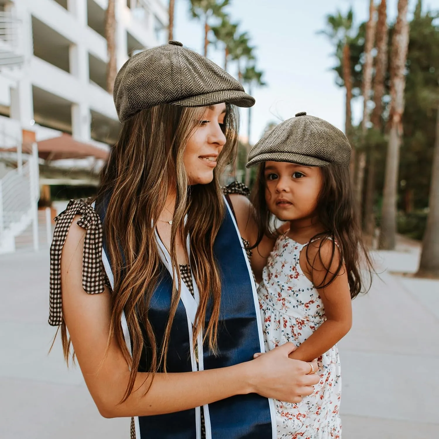 Parent-Child Beret Cap Tweed Flat Cap Octagonal Newsboy Gatsby Peaked Cap, Unisex