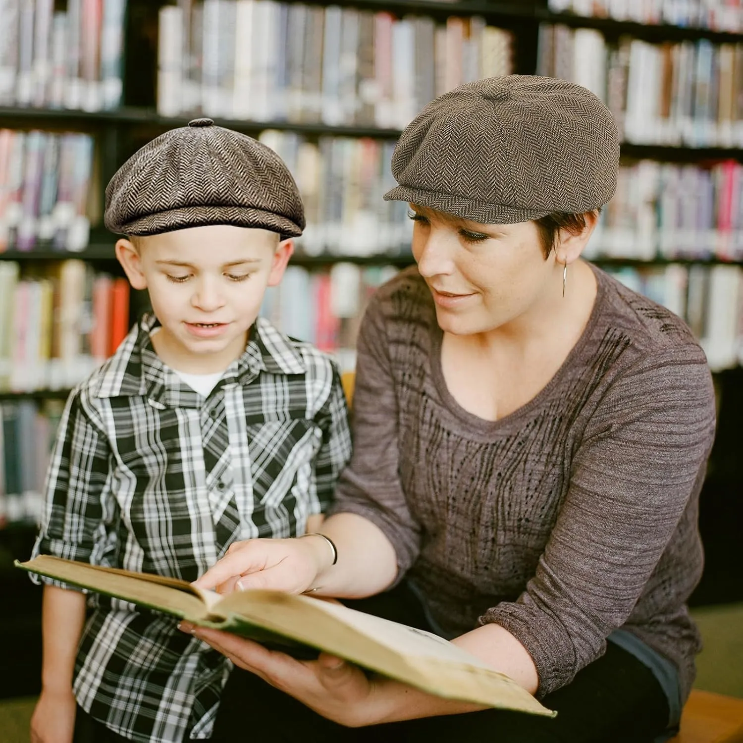 Parent-Child Beret Cap Tweed Flat Cap Octagonal Newsboy Gatsby Peaked Cap, Unisex