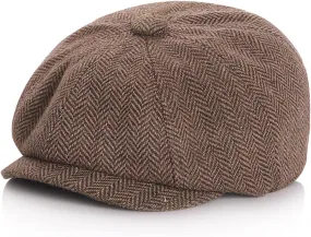 Parent-Child Beret Cap Tweed Flat Cap Octagonal Newsboy Gatsby Peaked Cap, Unisex