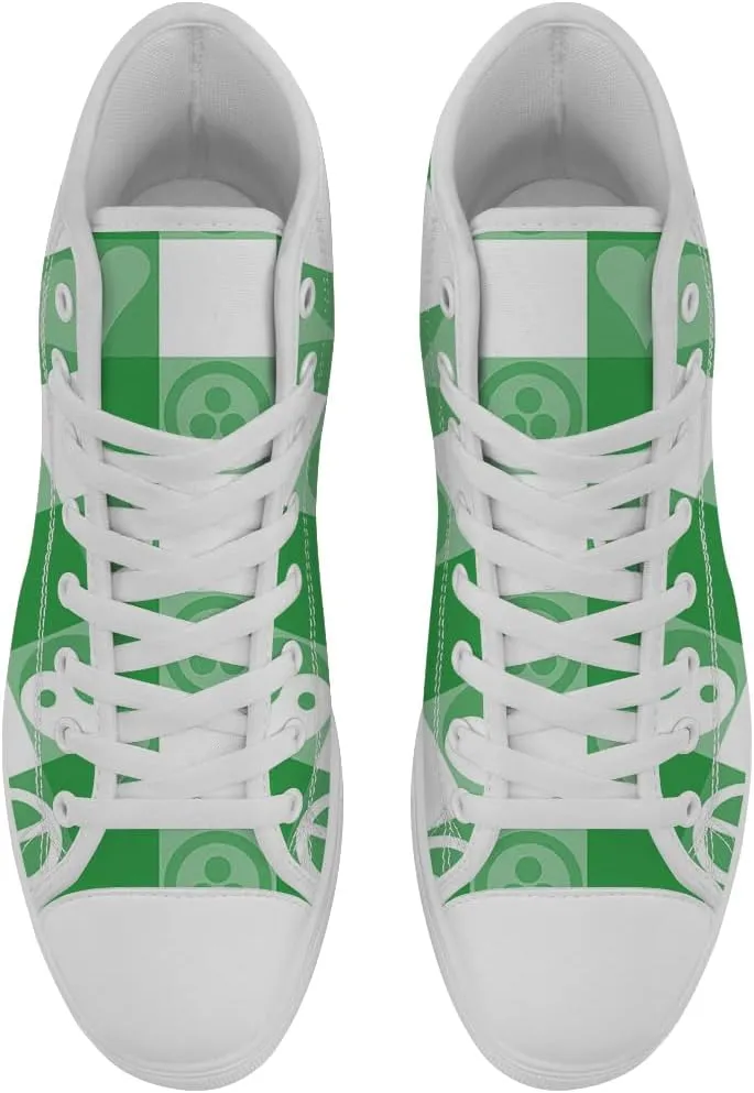 Peace High Top Shoes Mens Womens Plaid High Top Canvas Sneakers Lace Up Casual Shoes Gifts for Men Women