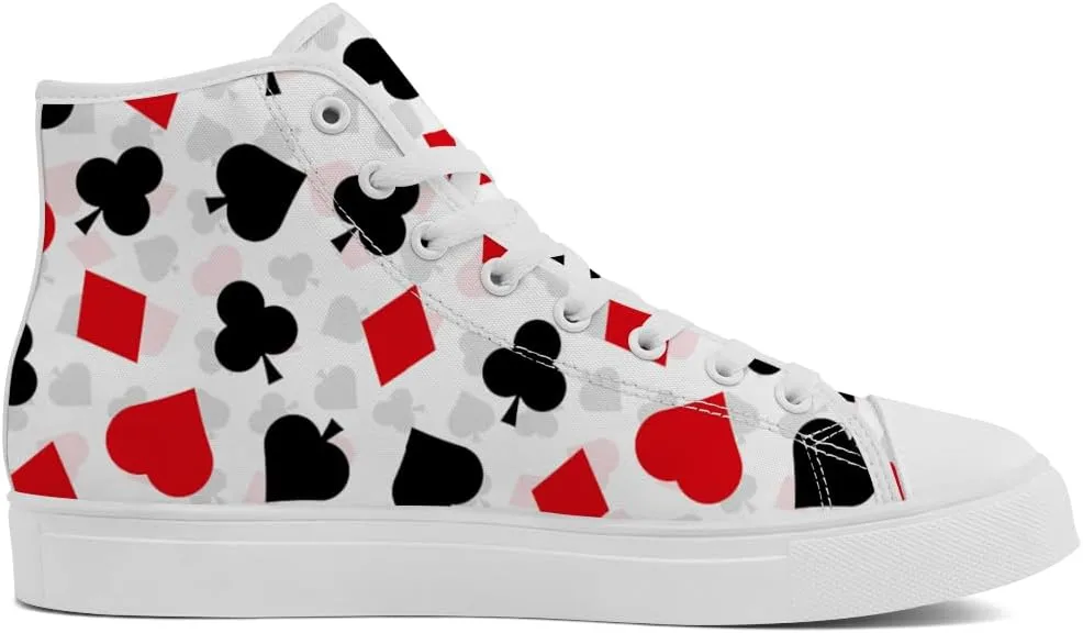 Poker High Top Canvas Shoes for Men Women Playing Cards High Top Sneakers Lace Up Casual Shoes Gifts for Dad Mom