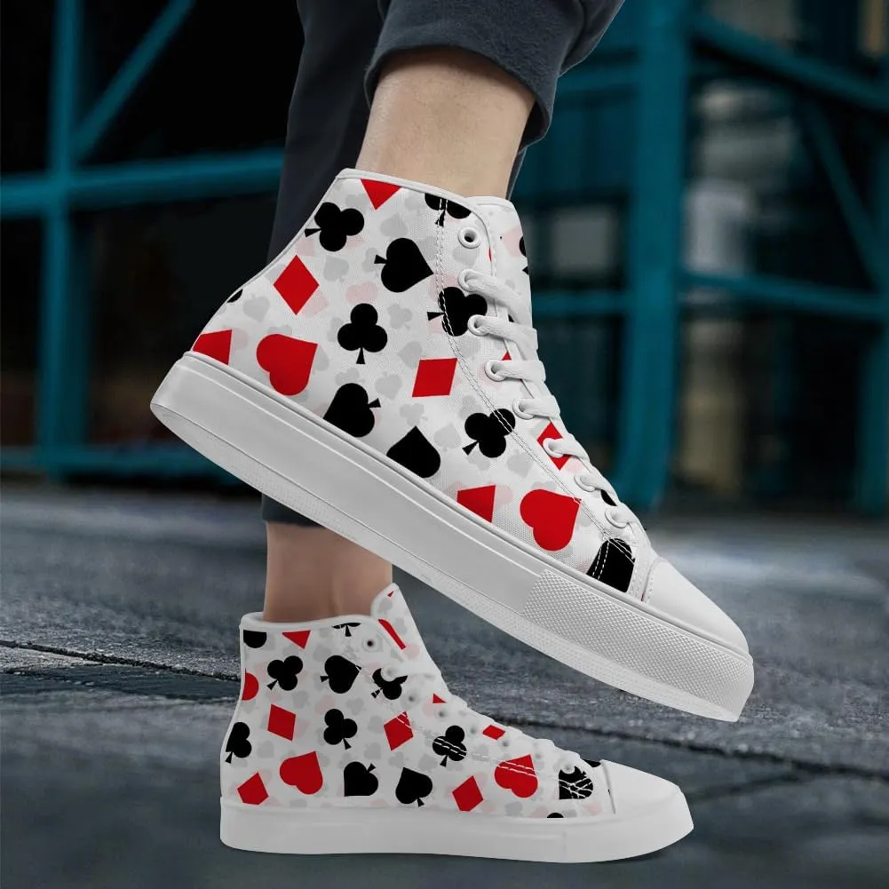 Poker High Top Canvas Shoes for Men Women Playing Cards High Top Sneakers Lace Up Casual Shoes Gifts for Dad Mom