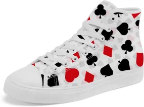 Poker High Top Canvas Shoes for Men Women Playing Cards High Top Sneakers Lace Up Casual Shoes Gifts for Dad Mom