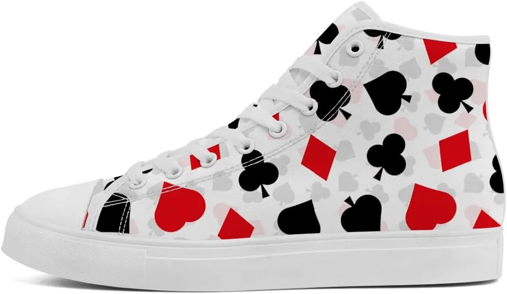 Poker High Top Canvas Shoes for Men Women Playing Cards High Top Sneakers Lace Up Casual Shoes Gifts for Dad Mom