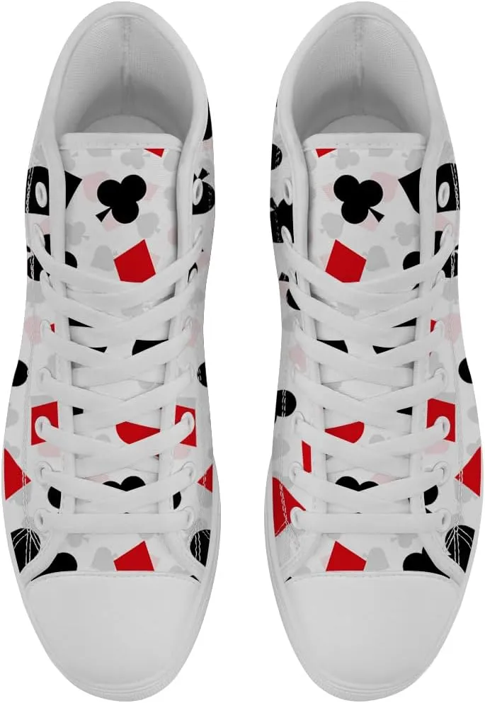 Poker High Top Canvas Shoes for Men Women Playing Cards High Top Sneakers Lace Up Casual Shoes Gifts for Dad Mom
