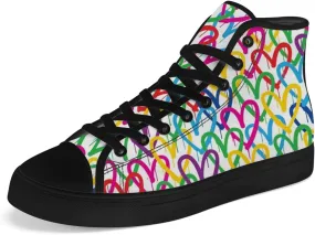 Rainbow High Top Canvas Shoes for Men Women LGBT Flag High Top Sneakers Lace Up Casual Shoes Gifts for Boyfriend Girlfriend