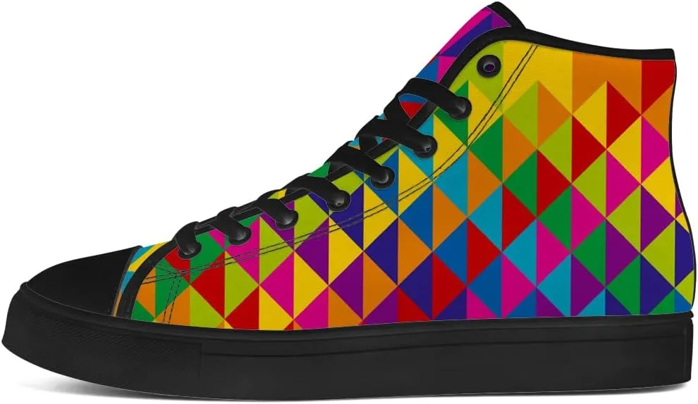 Rainbow High Top Canvas Shoes for Men Women LGBT Flag High Top Sneakers Lace Up Casual Shoes Gifts for Boyfriend Girlfriend