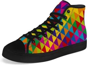 Rainbow High Top Canvas Shoes for Men Women LGBT Flag High Top Sneakers Lace Up Casual Shoes Gifts for Boyfriend Girlfriend